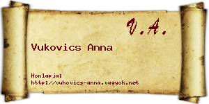 Vukovics Anna névjegykártya