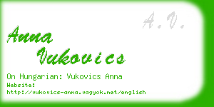 anna vukovics business card